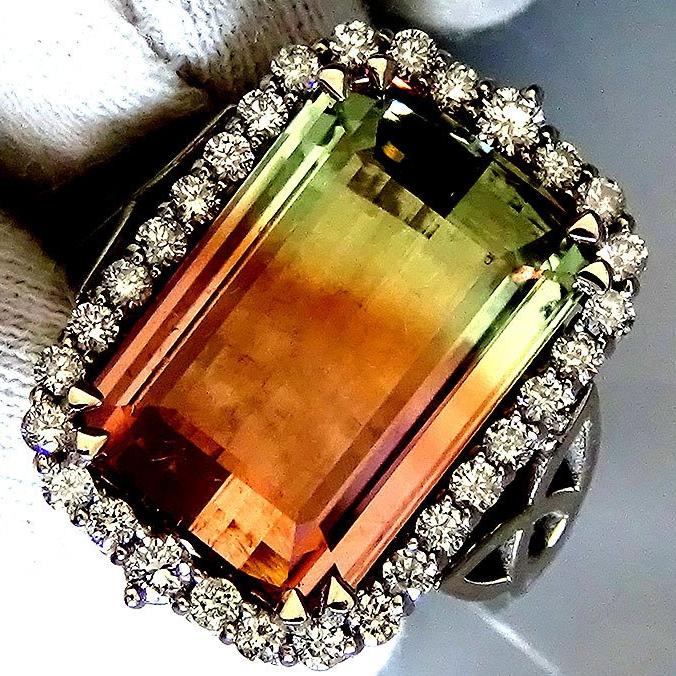  tourmaline diamonds ring - Shilat