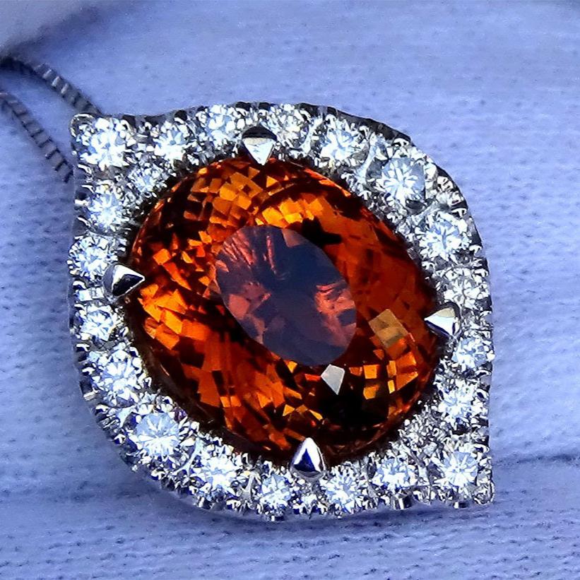 orange tourmaline natural diamonds Necklace - Shilat